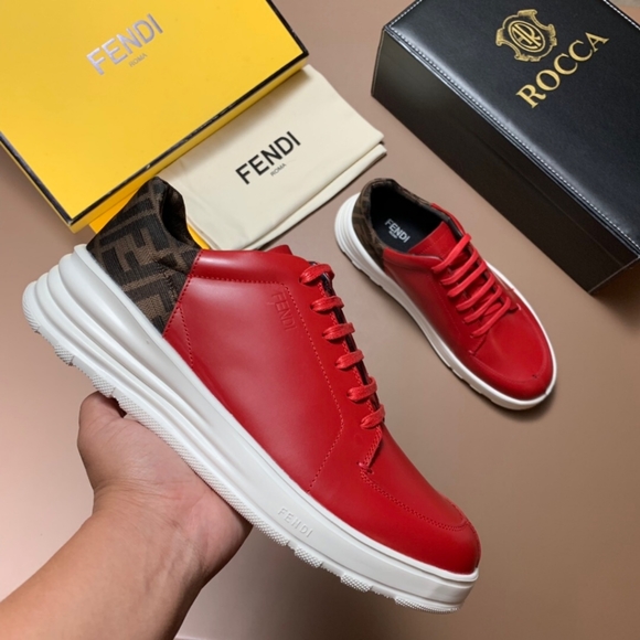 Fendi Other - Fendi Red Leather Low Top Sneakers with FF Motif
